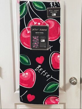 NWT Heart Cherries Betsey Johnson Beach Towel 100% Cotton